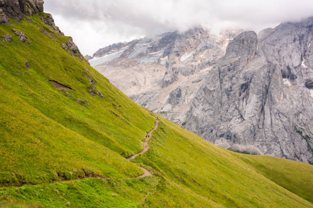istock Hiking trail in Dolomite alps, mountain in summer 2140992369