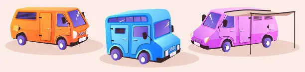 Vector illustration of Van camper for summertime recreational vacation