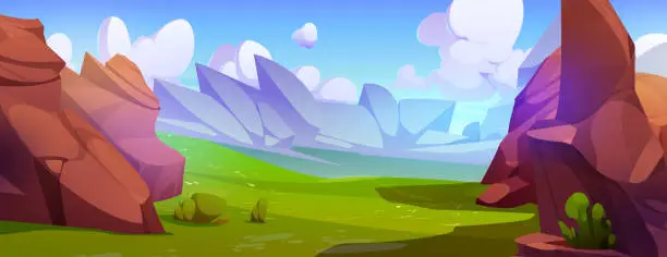 Vector illustration of Summer mountain valley landscape