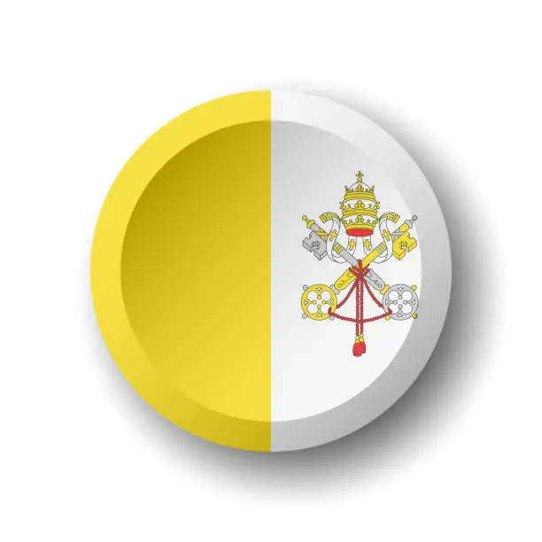 Vector illustration of Circle button flag of Vatican City