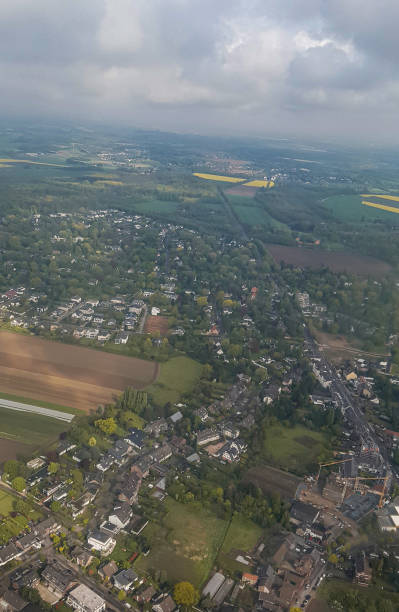 istock Flight over around Dusseldorf city airport, Germany 2141052428