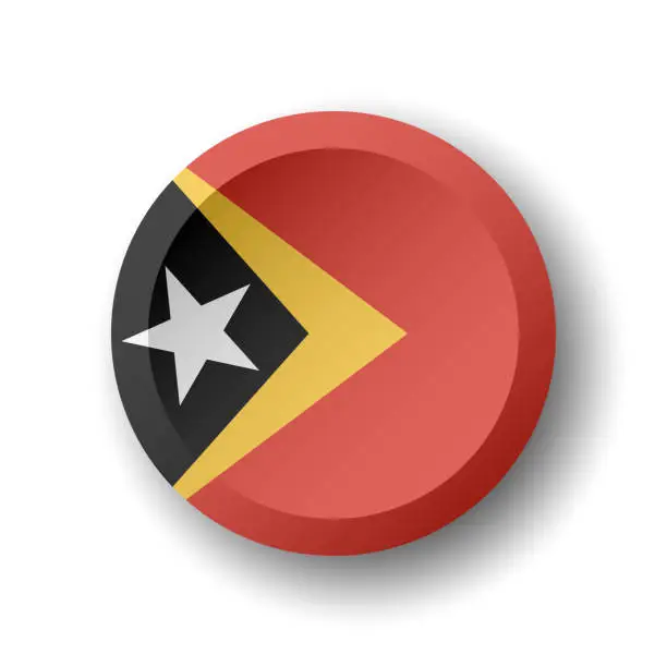 Vector illustration of Circle button flag of East Timor