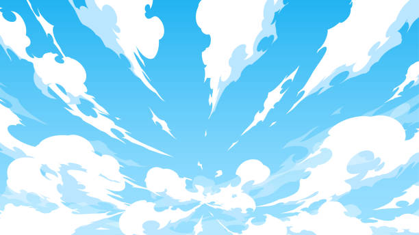 Background illustration of cool clouds and sky springing from the center_effect style