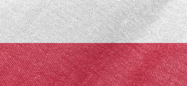 Poland flag fabric cotton material wide flag wallpaper, Textured national flag of Poland for graphic and web design purposes.