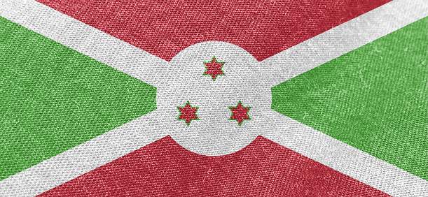 Burundi flag fabric cotton material wide flag wallpaper, Textured national flag of Burundi for graphic and web design purposes.