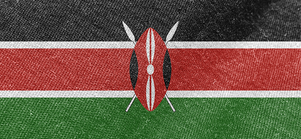 Kenya flag fabric cotton material wide flag wallpaper, Textured national flag of Kenya for graphic and web design purposes.