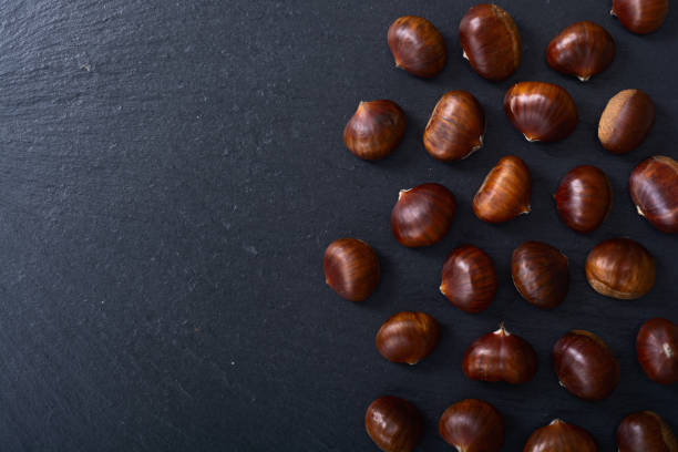 Autumn food chestnut . Organic fresh nuts background