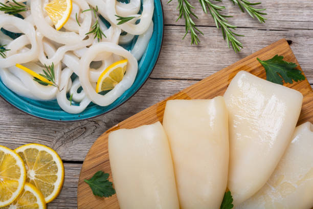 istock Squid rings and tubes with lemon 2141156037