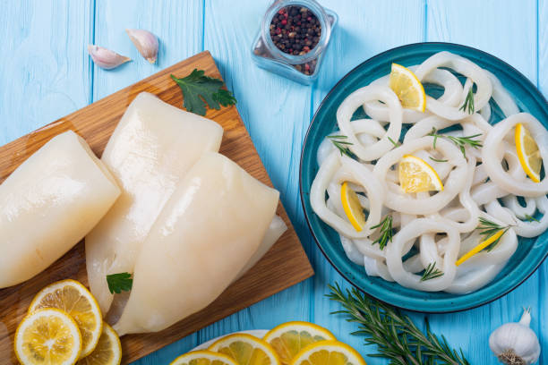 istock Squid rings and tubes with lemon 2141156046