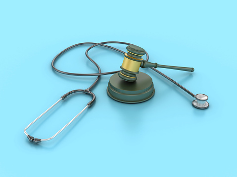 Legal Gavel with Stethoscope - Colored Background - 3D Rendering