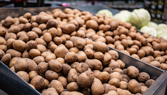 Potatoes Are Sold In Vegetable Supermarket