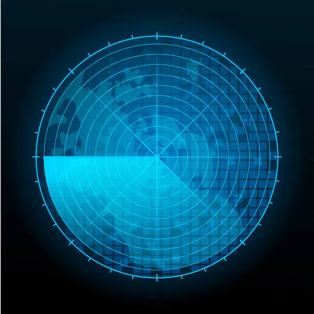 Vector illustration of Blue radar screen