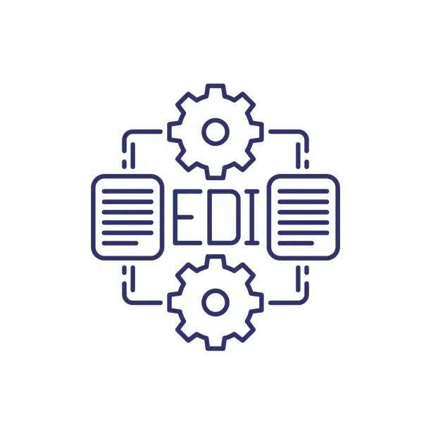 Vector illustration of EDI icon, Electronic Data Interchange line design