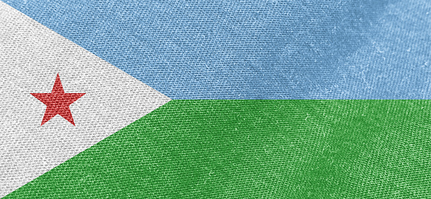 Djibouti flag fabric cotton material wide flag wallpaper, Textured national flag of Djibouti for graphic and web design purposes.