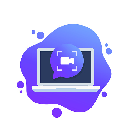 screen recording icon with a laptop, vector design