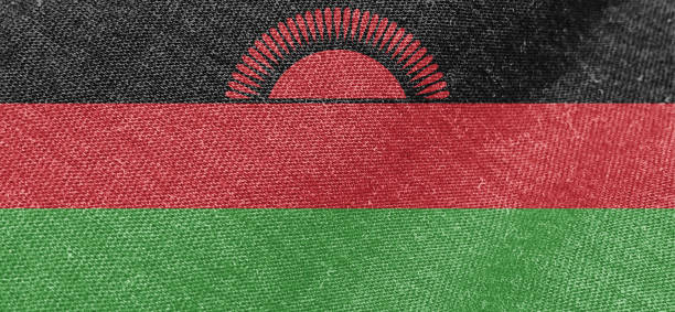 Malawi flag fabric cotton material wide flag wallpaper, Textured national flag of Malawi for graphic and web design purposes.