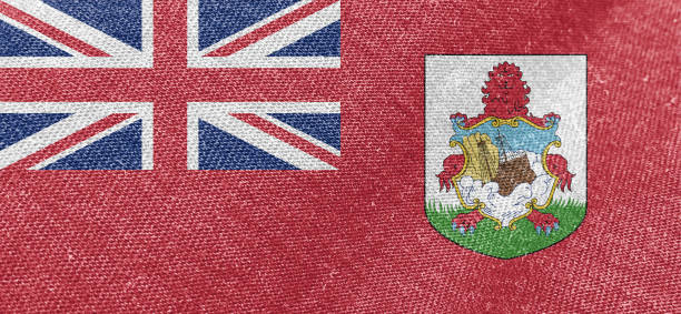 Bermuda flag fabric cotton material wide flag wallpaper, Textured national flag of Bermuda for graphic and web design purposes.