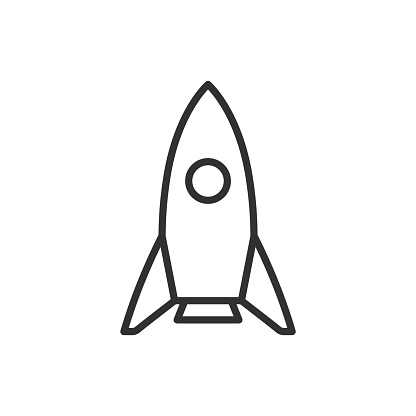 Rocket, linear icon. Line with editable stroke