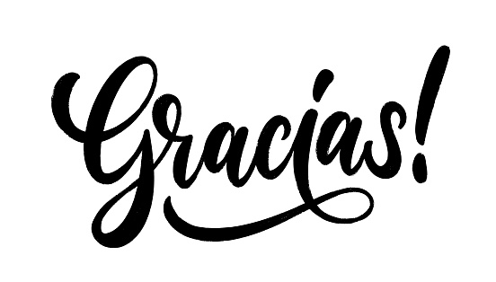 Gracias, Spanish phrase meaning thank you. Hand lettering design. Modern vector calligraphy text isolated on white background.