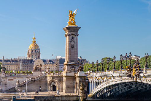 The bridge Pont Alexandre III and the Hôtel des Invalides