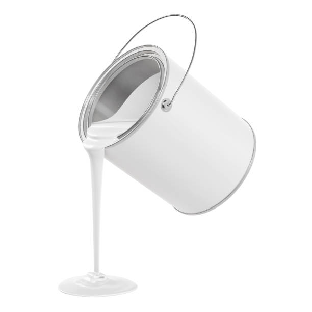 istock Metal Bucket Pouring White Paint Image 2141223273
