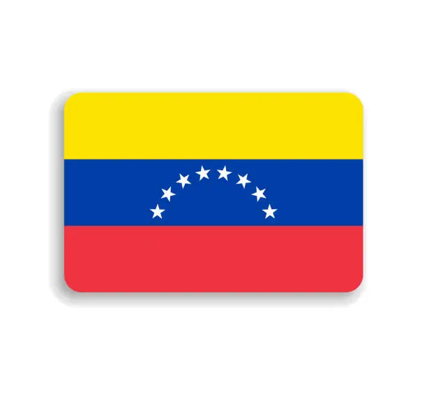 Vector illustration of Rounded rectangle vector flag of Venezuela