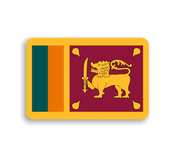 Vector illustration of Rounded rectangle vector flag of Sri Lanka