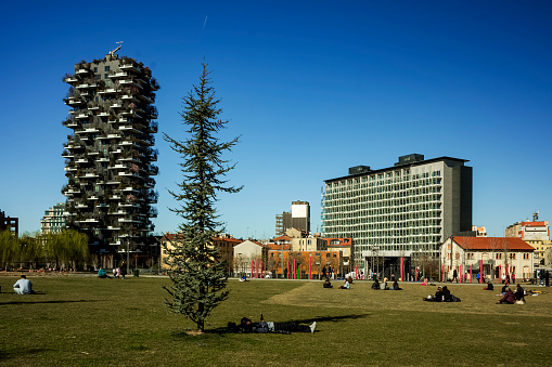 panoramic photo of the Centro Direzionale of Milan, the green lung of the city also known for the famous Bosco Verticale