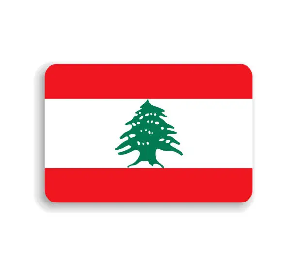 Vector illustration of Rounded rectangle vector flag of Lebanon