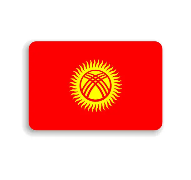 Vector illustration of Rounded rectangle vector flag of Kyrgyzstan