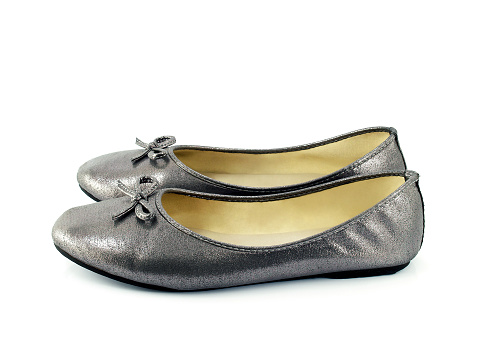 close-up side of luxury low-heeled ballet shoes for women