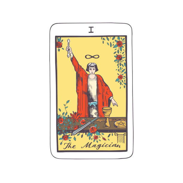 istock Tarot cards vector deck . Major Arcana . Occult esoteric spiritual Tarot sign. Isolated colored hand drawn illustration 2141356053