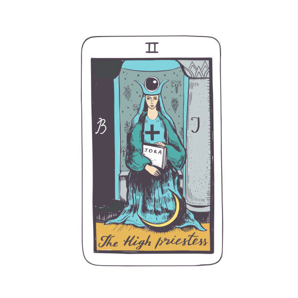 istock Tarot cards vector deck . Major Arcana . Occult esoteric spiritual Tarot sign. Isolated colored hand drawn illustration 2141360352