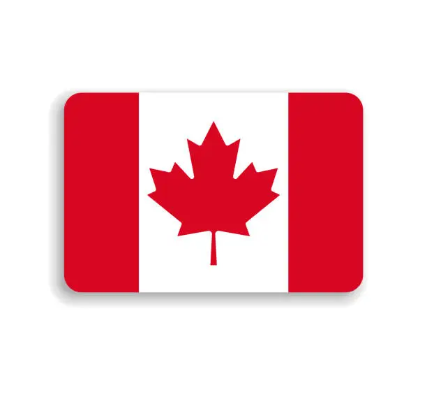 Vector illustration of Rounded rectangle vector flag of Canada