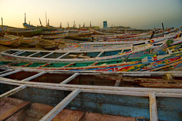 istock The shore of painted boats 2141373209