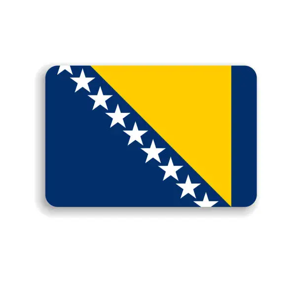 Vector illustration of Rounded rectangle vector flag of Bosnia and Herzegovina
