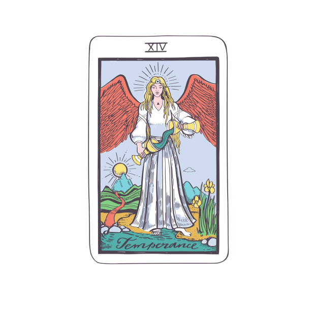 istock Tarot cards vector deck . Major Arcana . Occult esoteric spiritual Tarot sign. Isolated colored hand drawn illustration 2141393205
