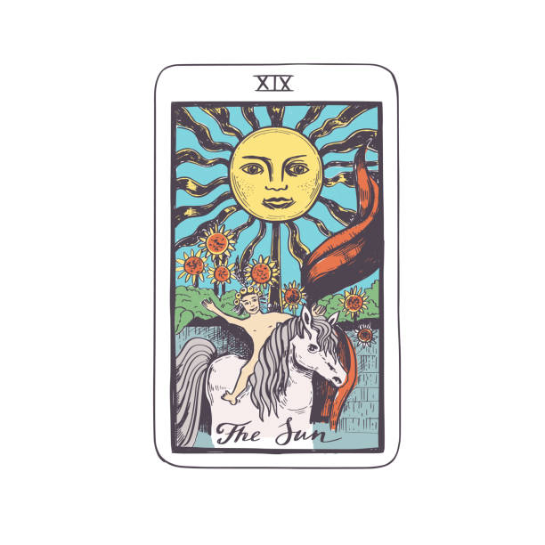 istock Tarot cards vector deck . Major Arcana . Occult esoteric spiritual Tarot sign. Isolated colored hand drawn illustration 2141394279