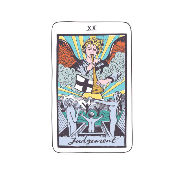 istock Tarot cards vector deck . Major Arcana . Occult esoteric spiritual Tarot sign. Isolated colored hand drawn illustration 2141394820