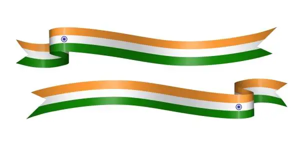Vector illustration of set of flag ribbon with colors of India for independence day celebration decoration