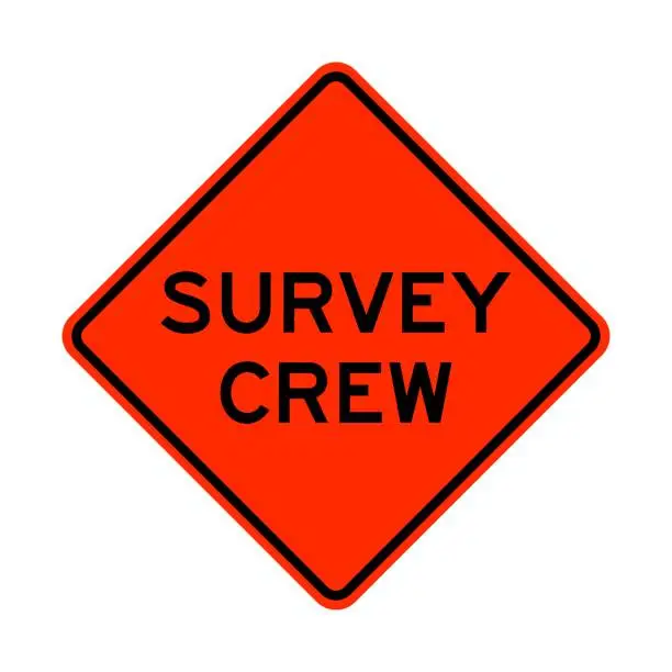 Vector illustration of Survey crew warning road sign