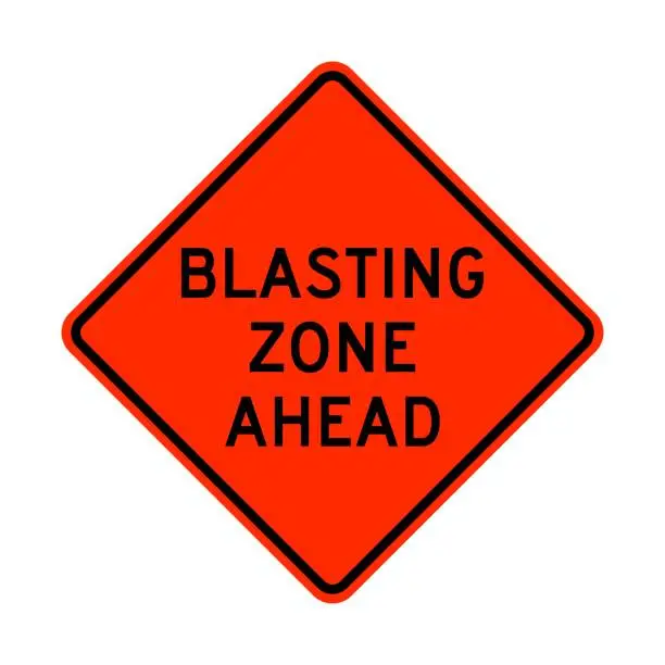 Vector illustration of Blasting zone warning road sign