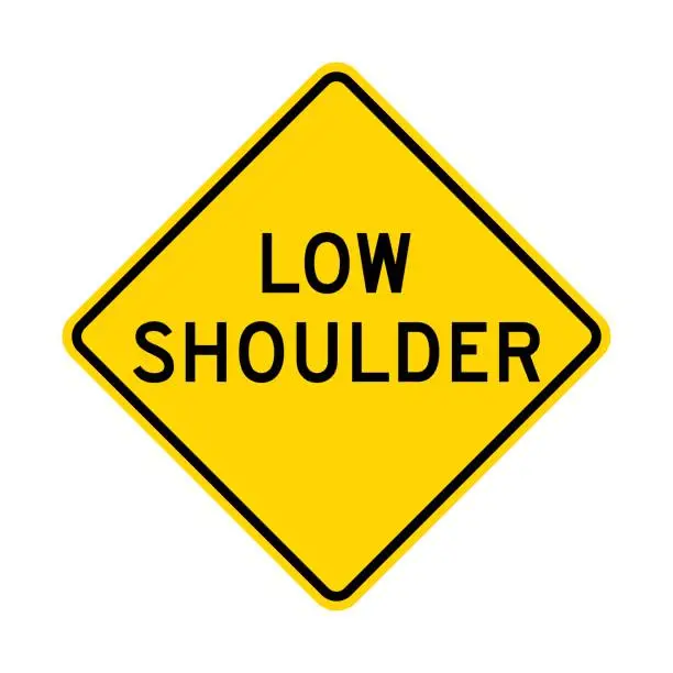 Vector illustration of Low shoulder warning road sign