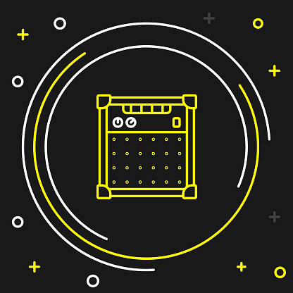 Line Guitar amplifier icon isolated on black background. Musical instrument. Colorful outline concept. Vector.