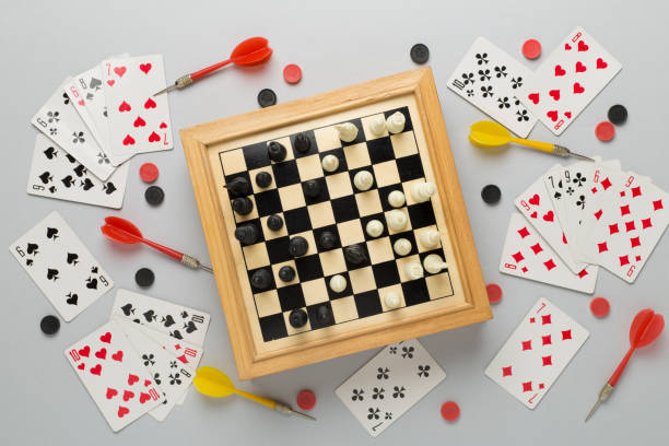 istock Different board games on color background, top view 2141504907