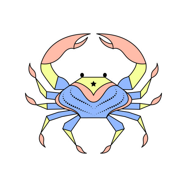 istock Cancer zodiac sign in line art style on white background. 2141507066