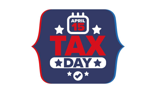 national tax day in the united states. federal tax filing deadline. day on which individual income returns must be submitted to the federal government. american patriotic vector poster - tax time refund planning点のイラスト素材／クリップアート素材／マンガ素材／アイコン素�材