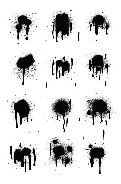 Spray Paint Abstract Vector Elements isolated on White Background. Lines and Drips Set. Street style.