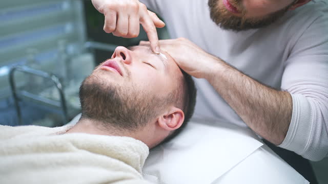 Relaxation Time For Handsome Male Getting A Forehead Massage