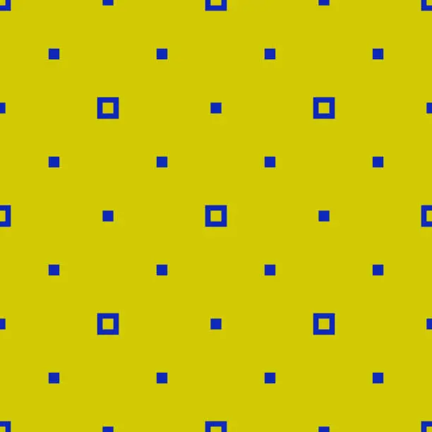 Vector illustration of Simple minimalist seamless pattern with small squares, dots. Blue and green